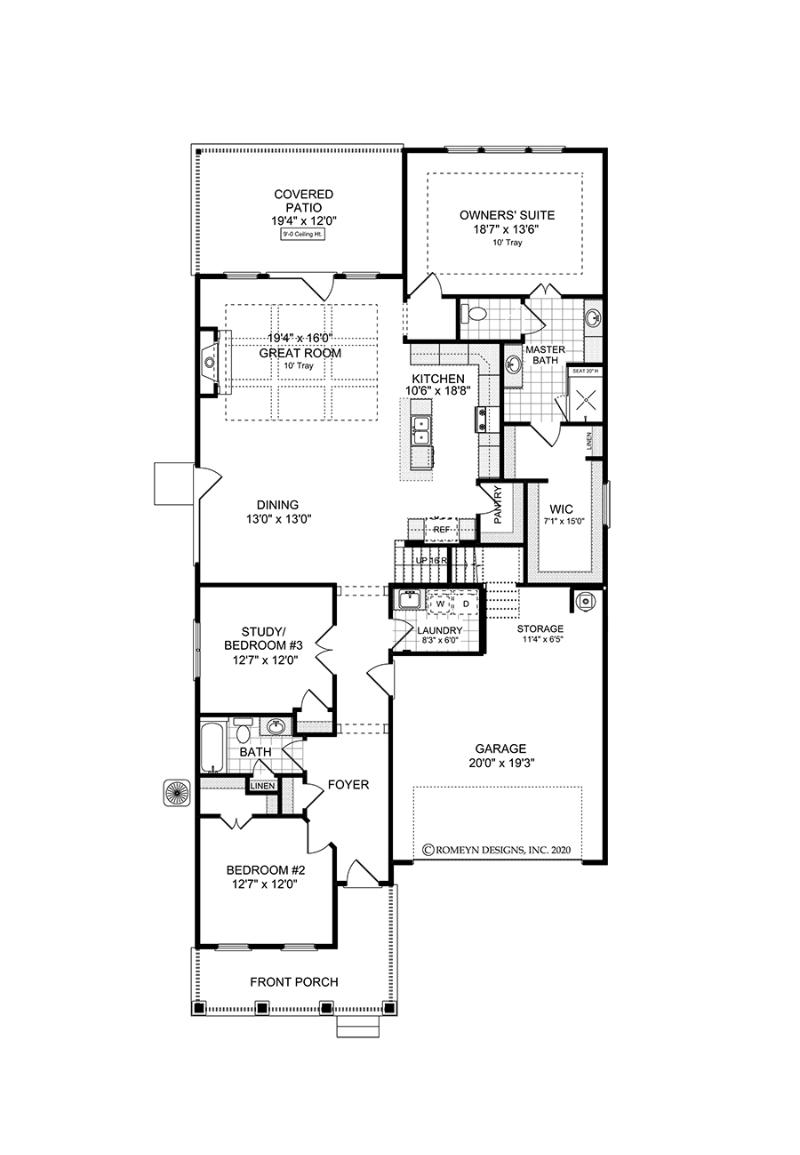 First floorplan of the available Gibson RP with Bonus homeplan at Marlowe in Woodstock.